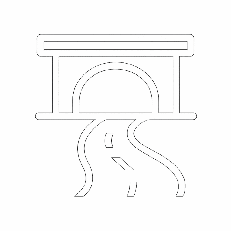 Infrastructure Development icon representing roads, bridges, and utilities by Ecosafe in Saudi Arabia