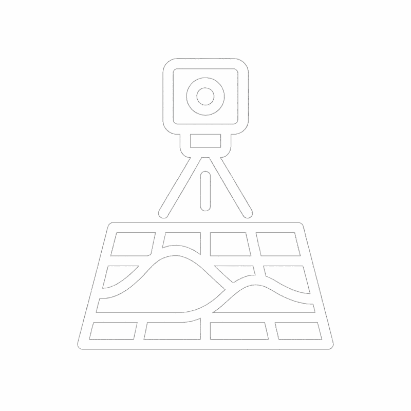 LiDAR and 3D modelling icon showing a ground-based LiDAR scanner emitting laser beams toward a 3D terrain grid – Ecosafe Surveying Services Saudi Arabia