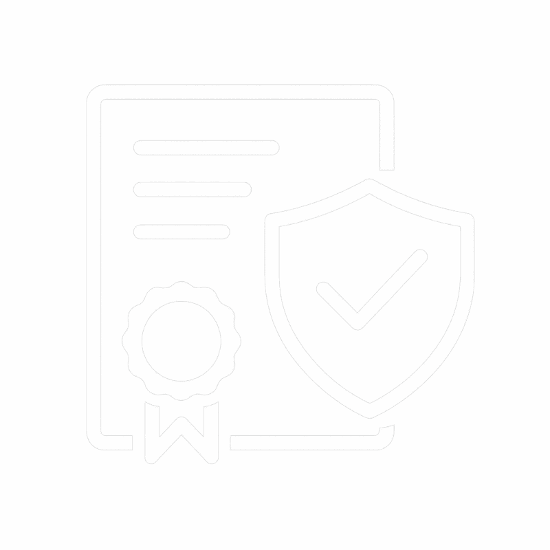 Licensed and certified drone operations icon showing a drone above a certification shield with a check mark – Ecosafe Surveying & Drones Saudi Arabia