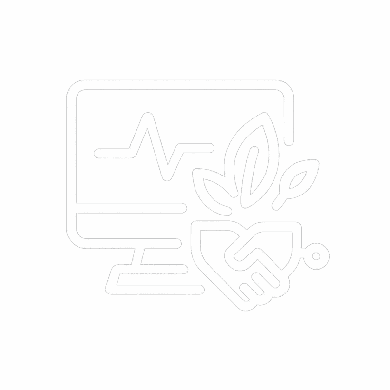 Environmental monitoring and testing icon showing a sensor screen with wave lines and a leaf – Ecosafe Saudi Arabia