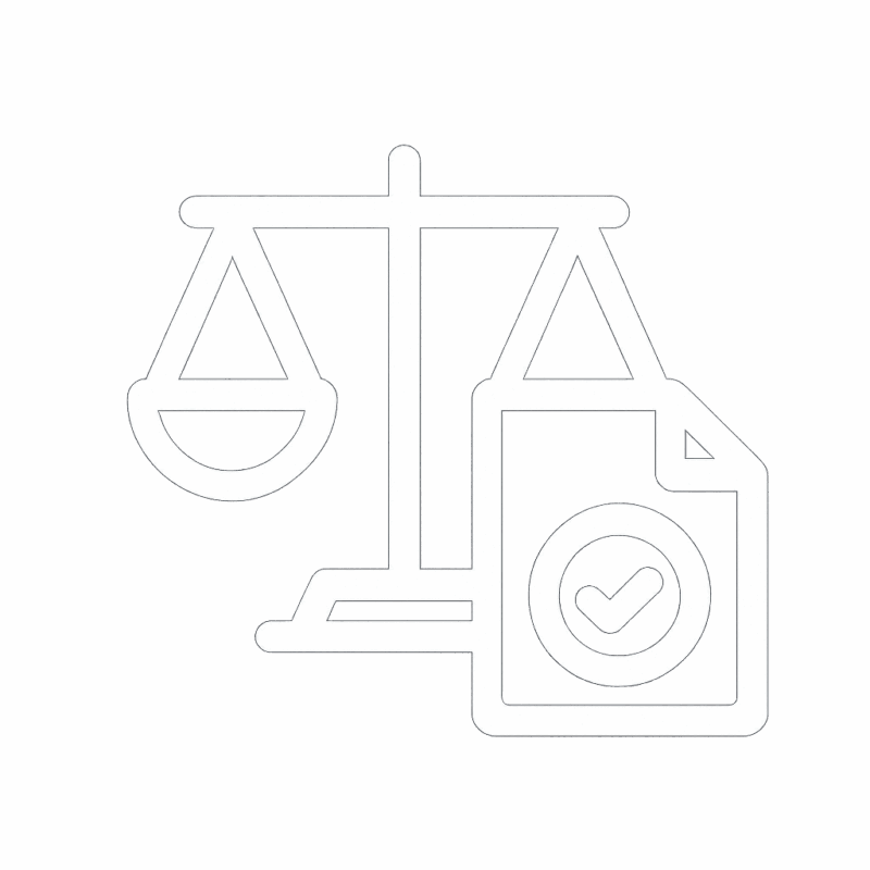 Regulatory compliance icon showing a balance scale and approved document – Ecosafe Environmental Services Saudi Arabia