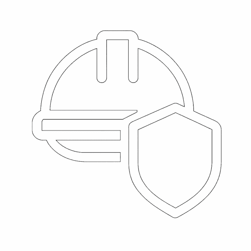 Safety First icon showing a construction helmet with shield – Ecosafe Saudi Arabia