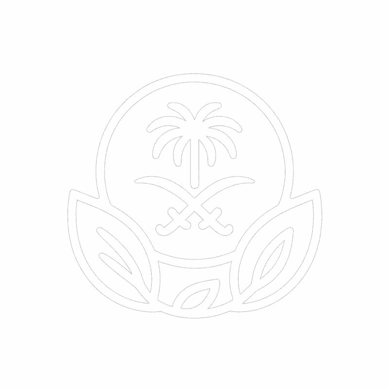 Sustainability and Vision 2030 icon showing a palm tree with crossed swords surrounded by leaves – Ecosafe Environmental Services Saudi Arabia