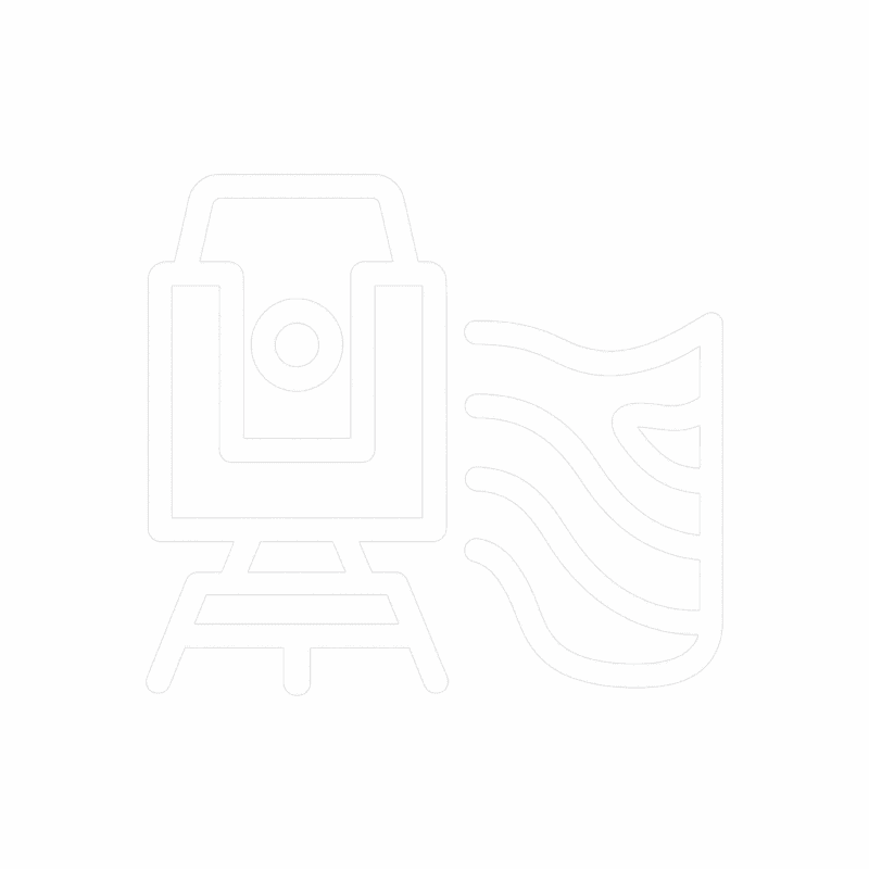 Topographic and land surveys icon showing a total station on tripod above contour lines – Ecosafe Surveying Services Saudi Arabia