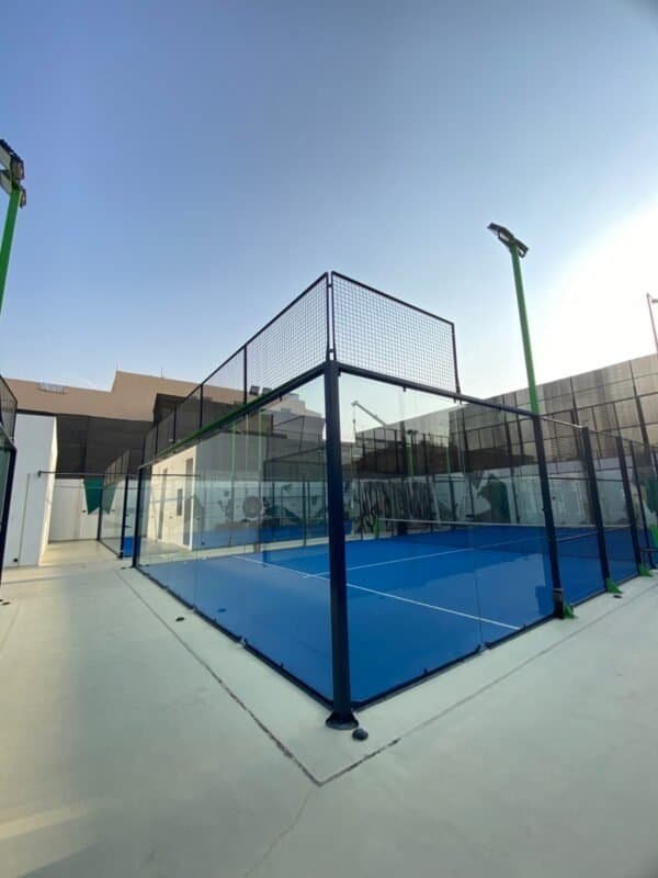Padel court after completion of maintenance works including steel, flooring, and enclosure upgrades in Saudi Arabia